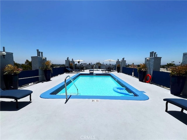 view of pool featuring a patio