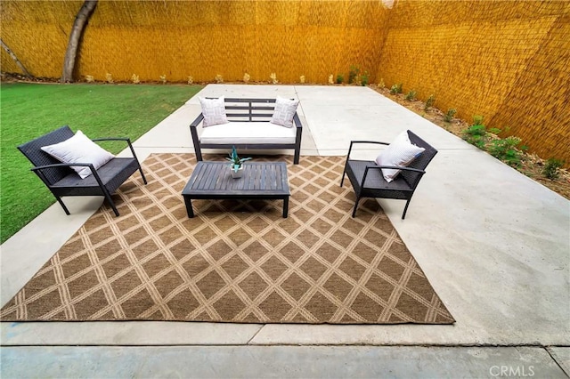 view of patio featuring an outdoor living space