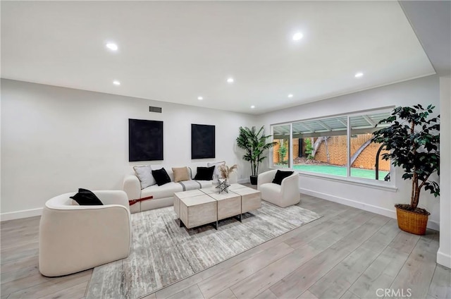 living room featuring light hardwood / wood-style floors