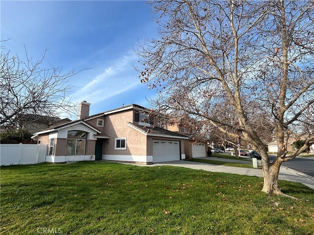 view of front of home with a front lawn