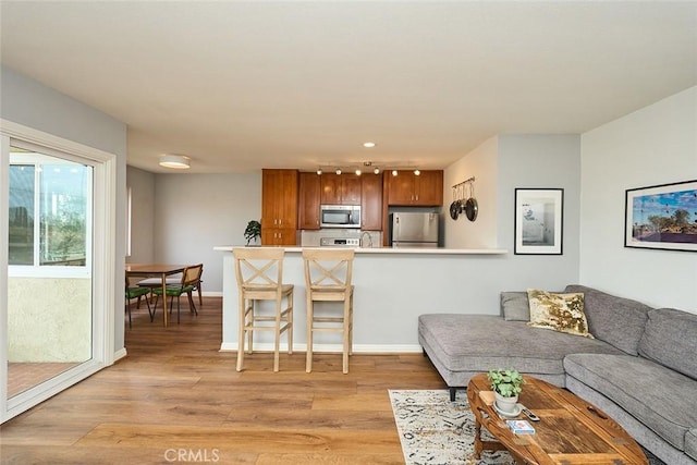 living room with light wood-type flooring