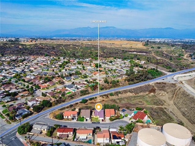 aerial view with a mountain view