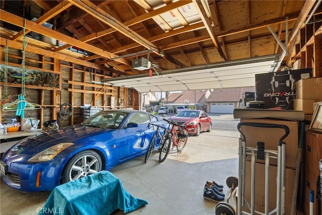 garage with a garage door opener