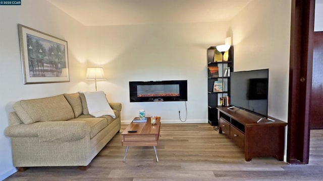 living room with hardwood / wood-style floors