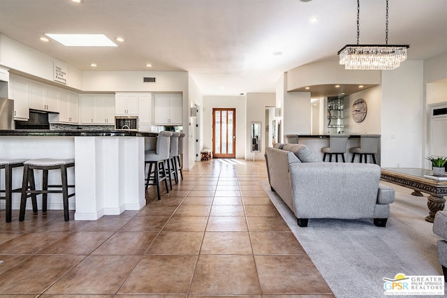 view of tiled living room