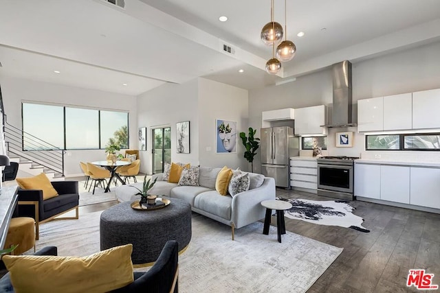 living room with wood-type flooring