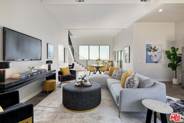 living room featuring hardwood / wood-style flooring