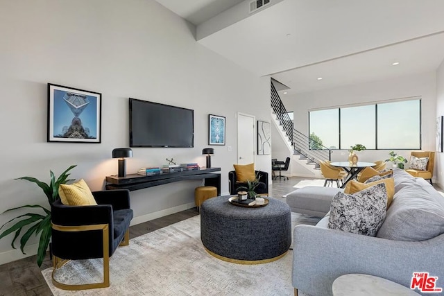 living room featuring hardwood / wood-style flooring