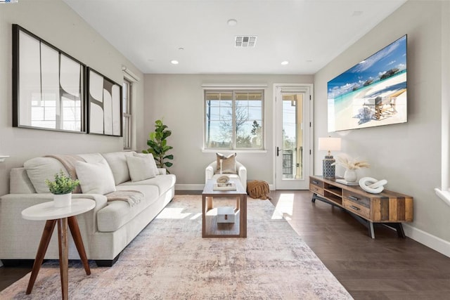 living room with hardwood / wood-style floors