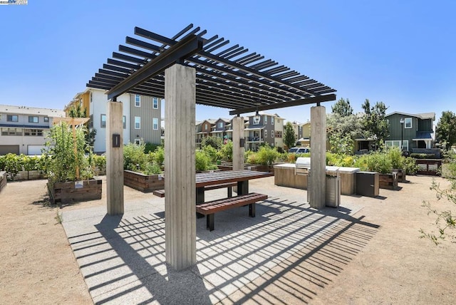 view of patio / terrace featuring a pergola