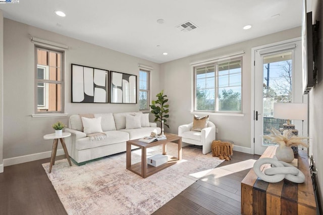 living room with hardwood / wood-style floors