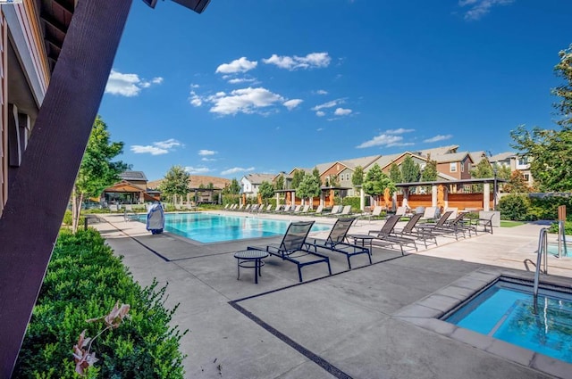 view of pool with a gazebo and a patio