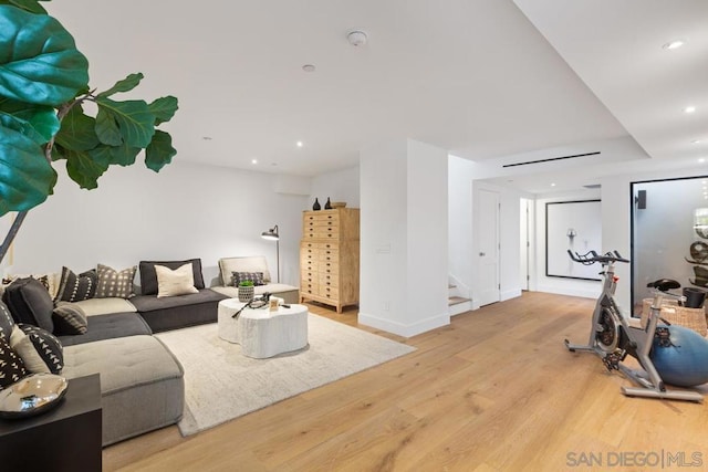 living room featuring light wood-type flooring