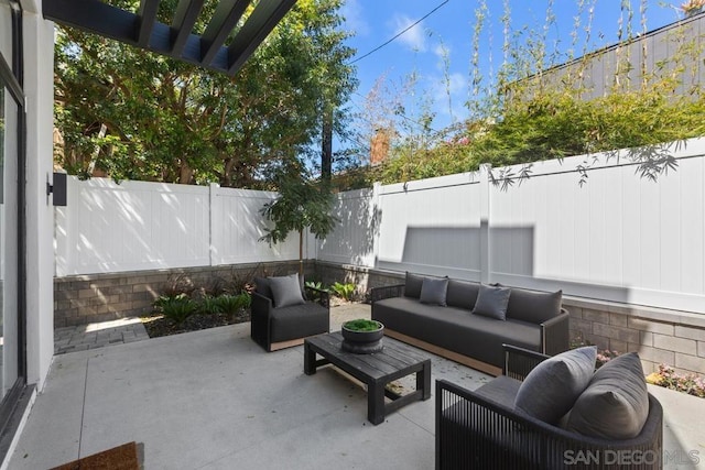 view of patio / terrace featuring an outdoor living space