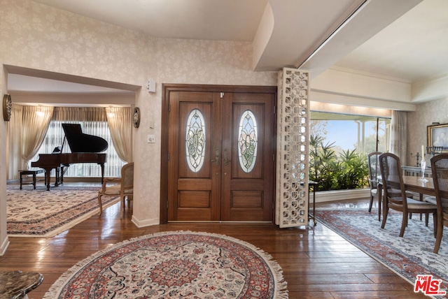 foyer featuring dark wood-type flooring