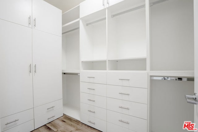 spacious closet with light hardwood / wood-style floors