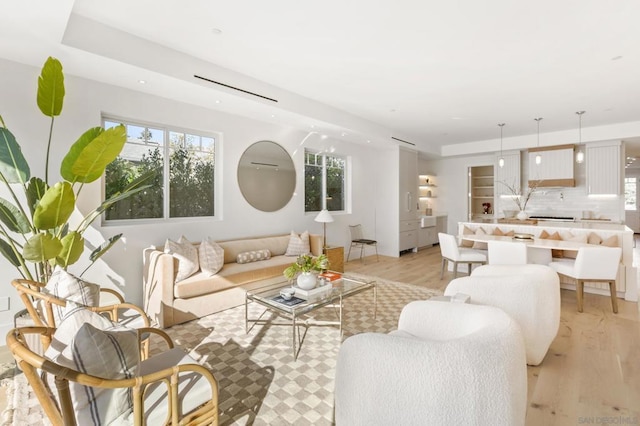 living room featuring light hardwood / wood-style flooring