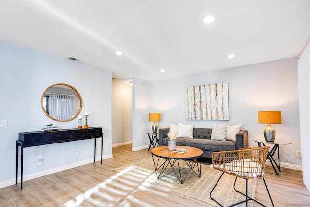 living room featuring light hardwood / wood-style floors