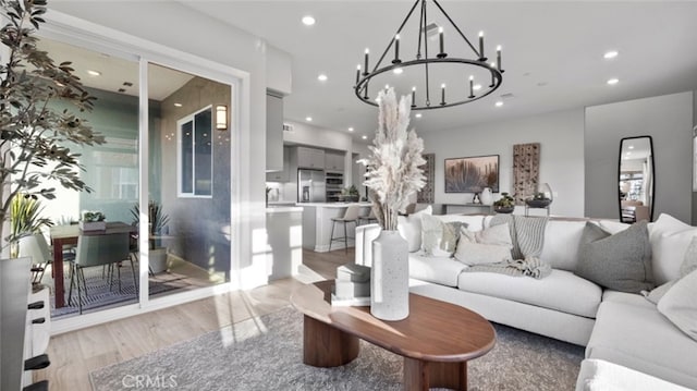 living room featuring light hardwood / wood-style floors