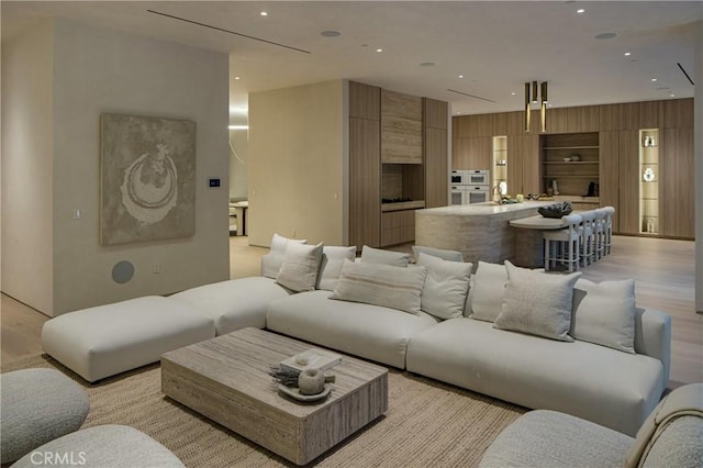 living room with light wood-type flooring