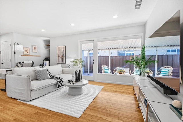 living room featuring light hardwood / wood-style flooring