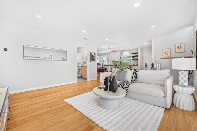 living room featuring light hardwood / wood-style floors