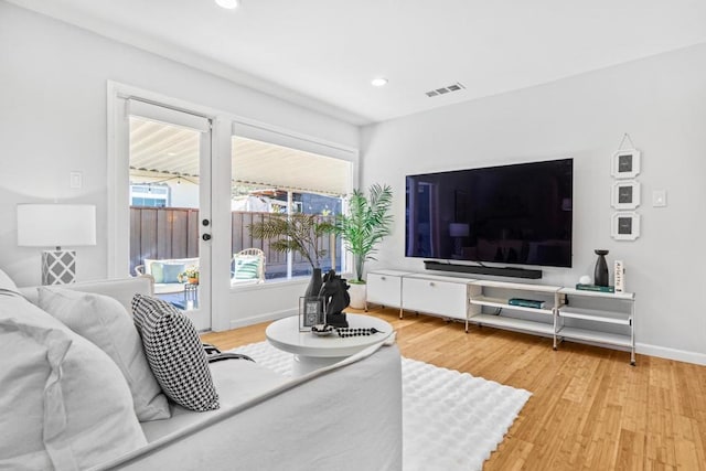 living room with wood-type flooring