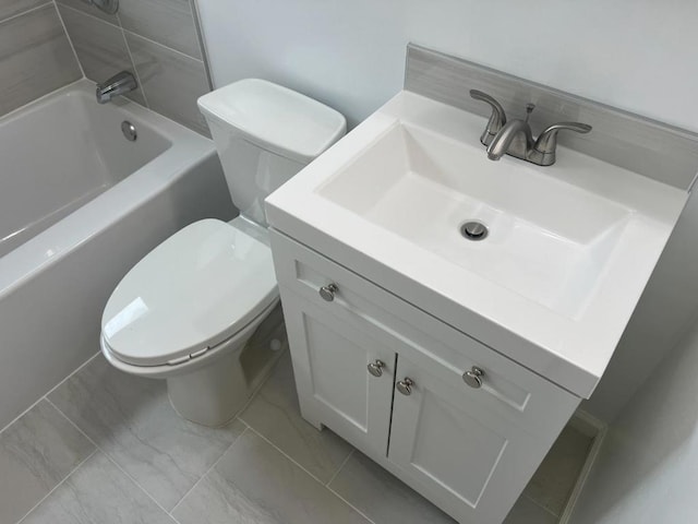 full bathroom with vanity, toilet, and shower / bath combination