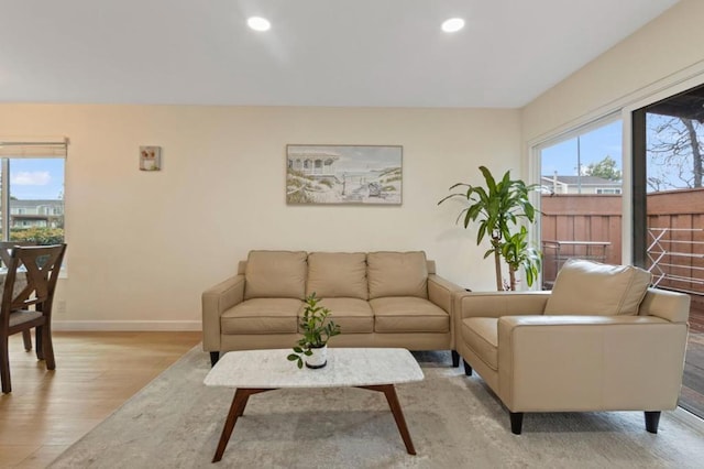 living room featuring light hardwood / wood-style flooring