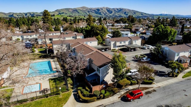 aerial view with a mountain view