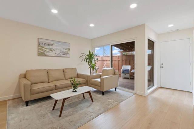 living room featuring light hardwood / wood-style floors