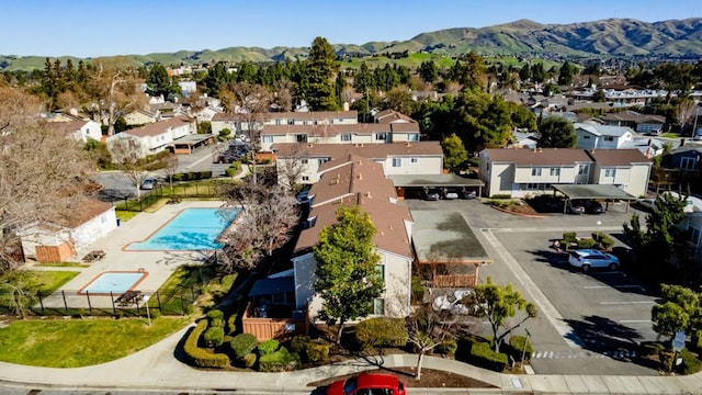 aerial view featuring a mountain view