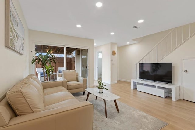 living room with wood-type flooring