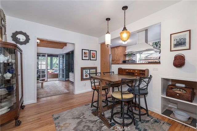 dining room with light hardwood / wood-style flooring