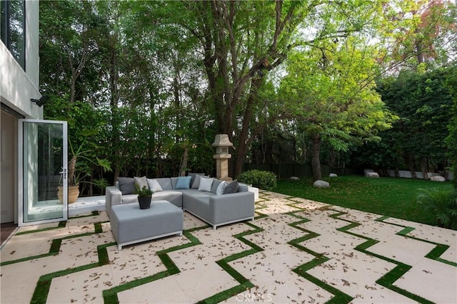 view of patio / terrace featuring an outdoor living space