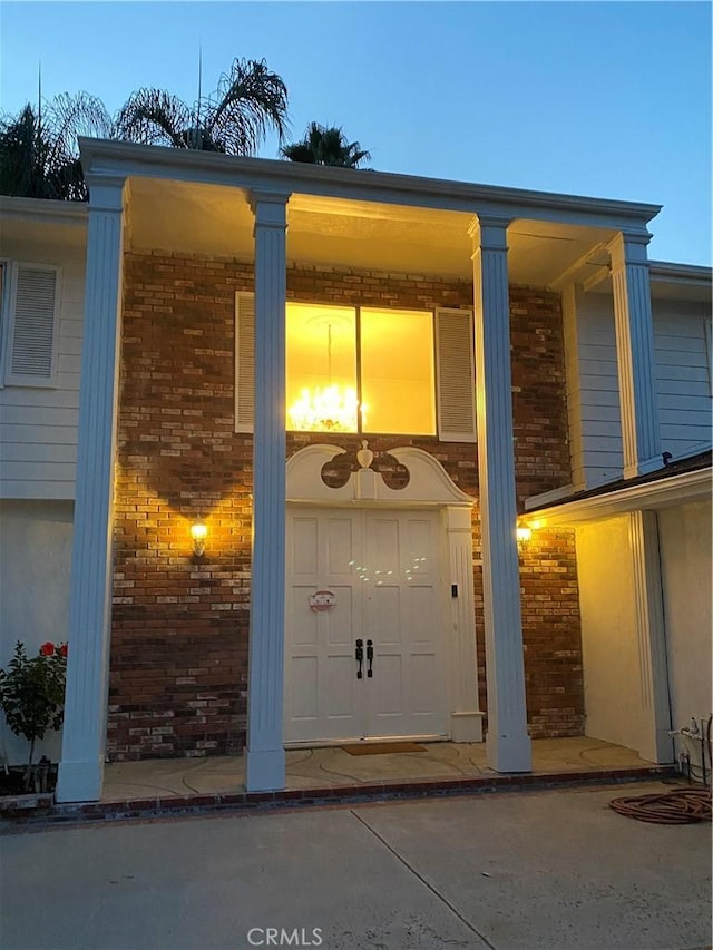 exterior space featuring a garage