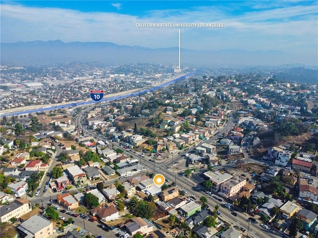 bird's eye view with a mountain view