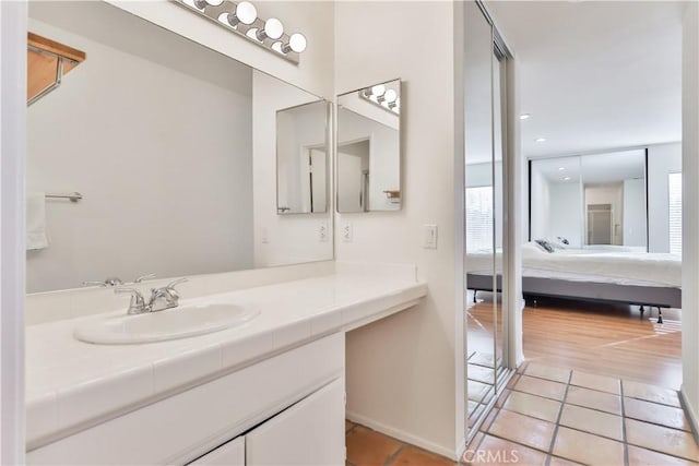 bathroom featuring vanity and tile patterned floors