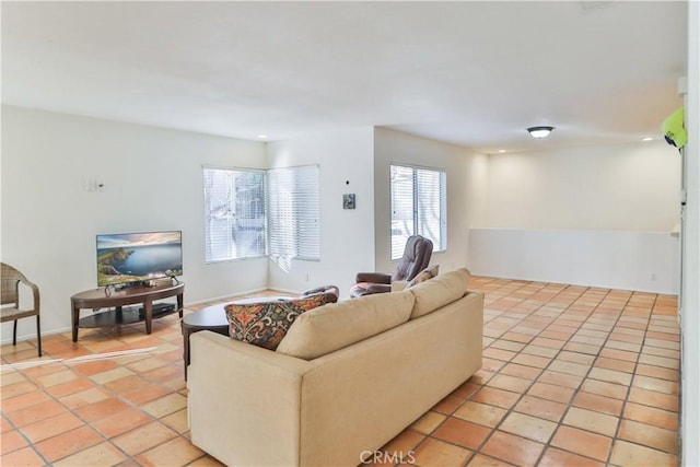 view of tiled living room