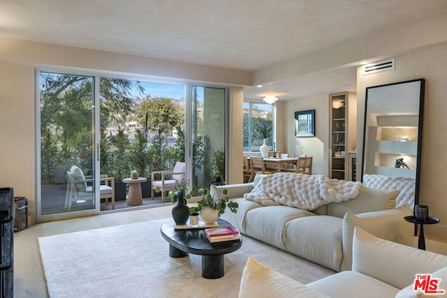 living room featuring light hardwood / wood-style floors