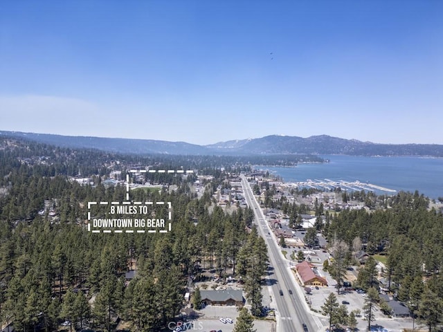 aerial view with a water and mountain view