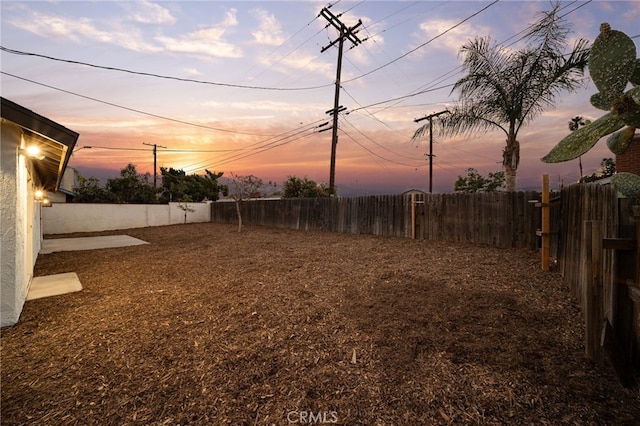 view of yard at dusk