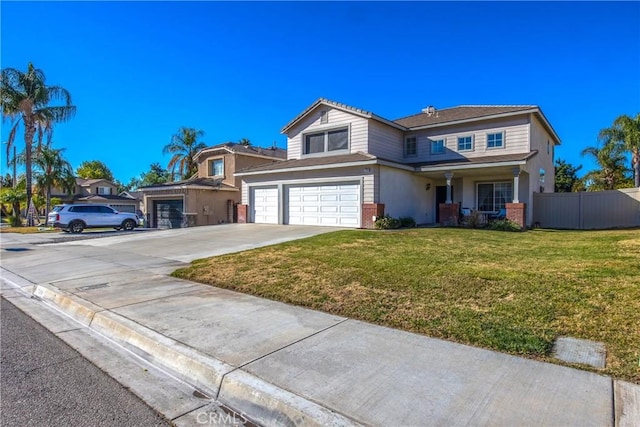 view of front of home with a garage and a front yard