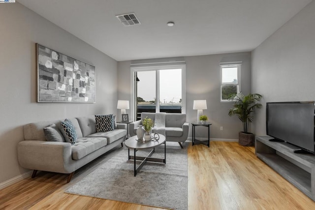 living room featuring light hardwood / wood-style flooring