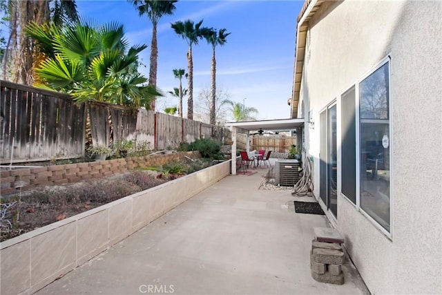 view of patio featuring central AC unit