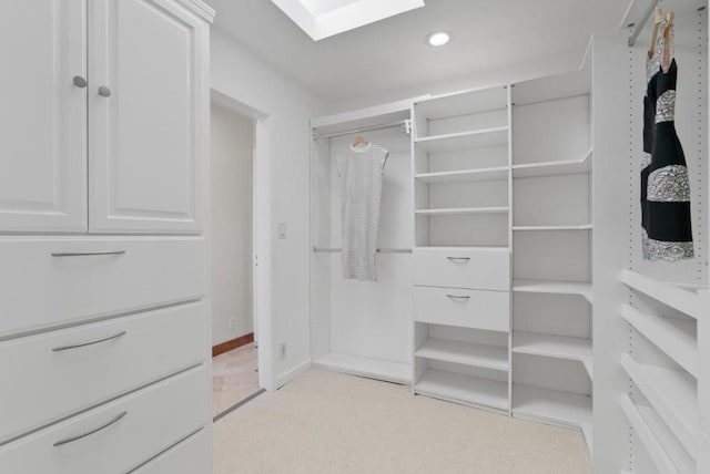 spacious closet with a skylight