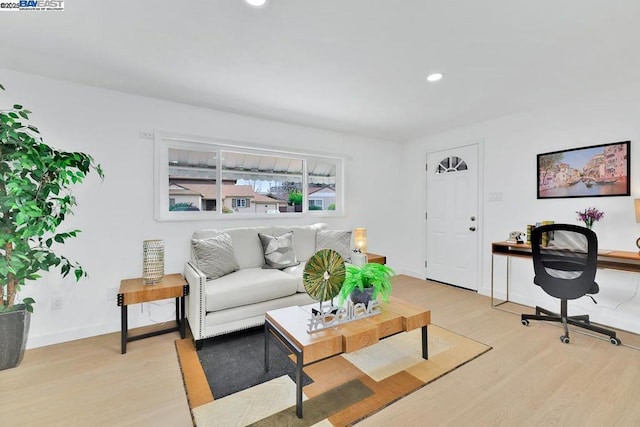 living room with light wood-type flooring