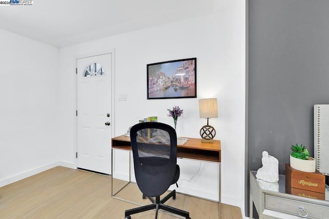 office area with light wood-type flooring