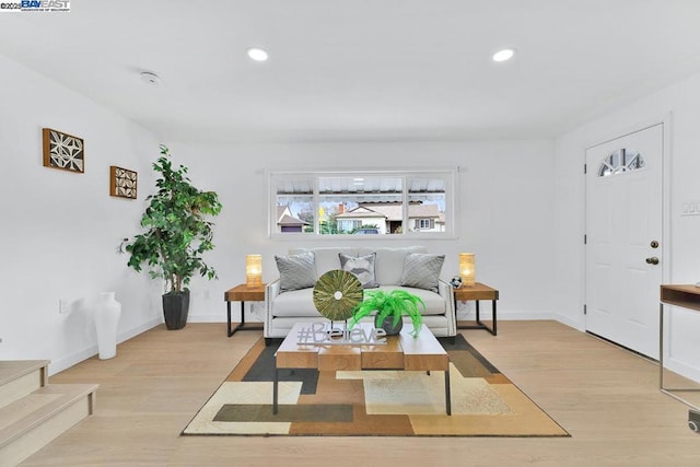 living room featuring light wood-type flooring