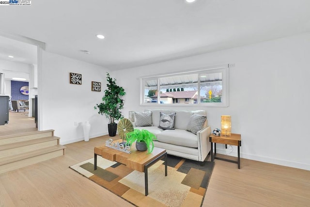 living room featuring light hardwood / wood-style flooring